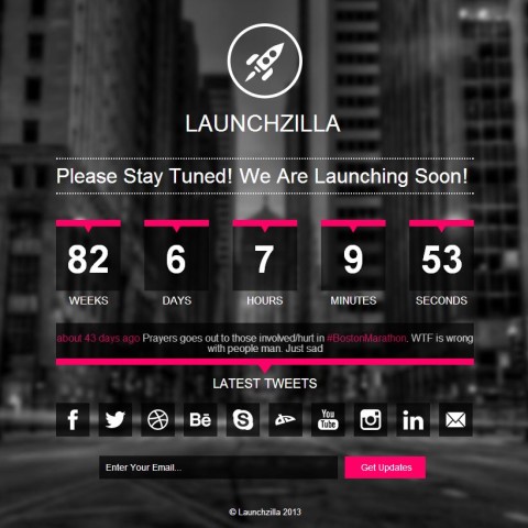 Launchzilla – Responsive Coming Soon HTML Template 12 Mojo